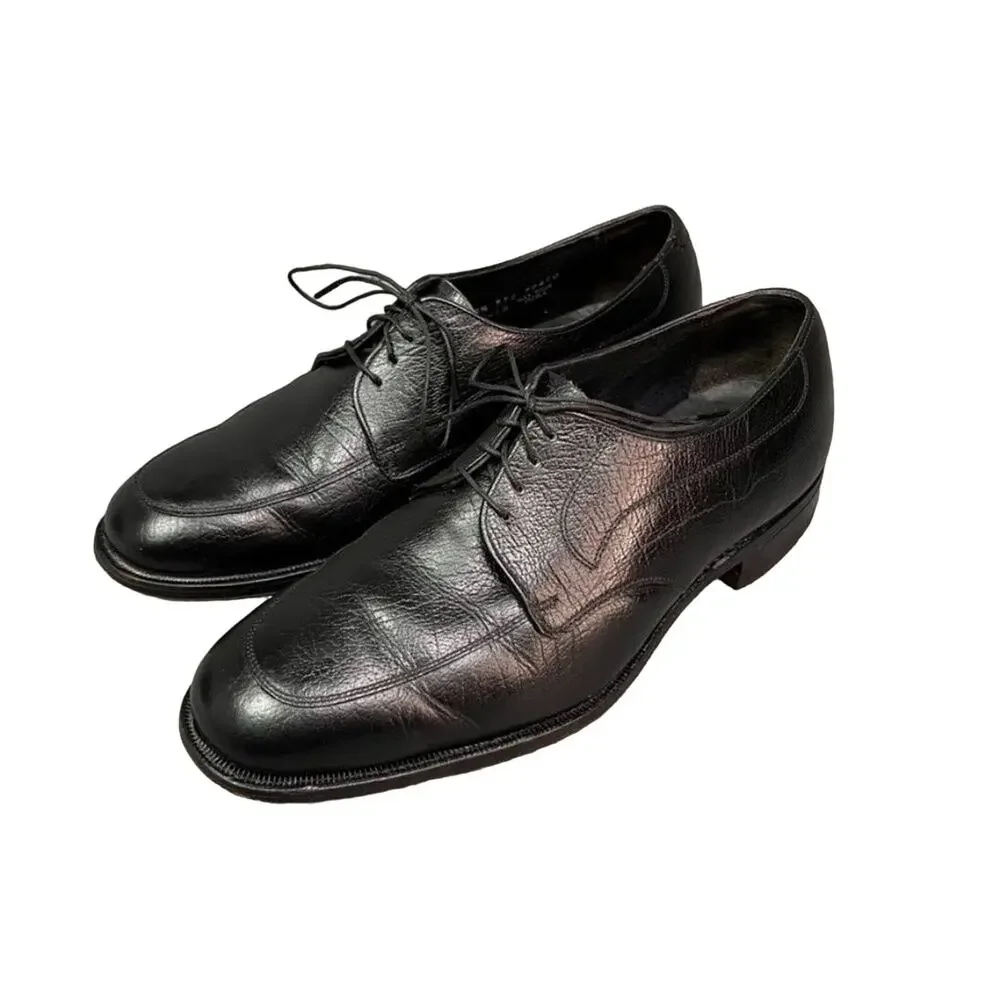 The Florsheim Shoe Mens 8.5 Black Moc Toe Leather Lace Up Oxfords Dressy